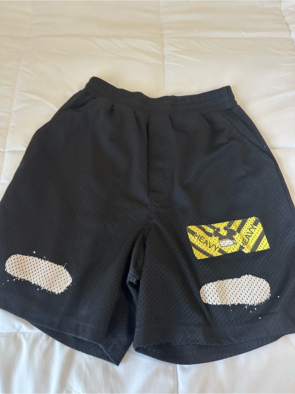 Off-White Black Drawstring Shorts with White Tag Detail